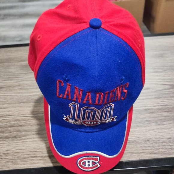 Montreal Canadians 100 season celebrate 1909-2009 hockey cap / hat blue & red - Picture 3 of 6